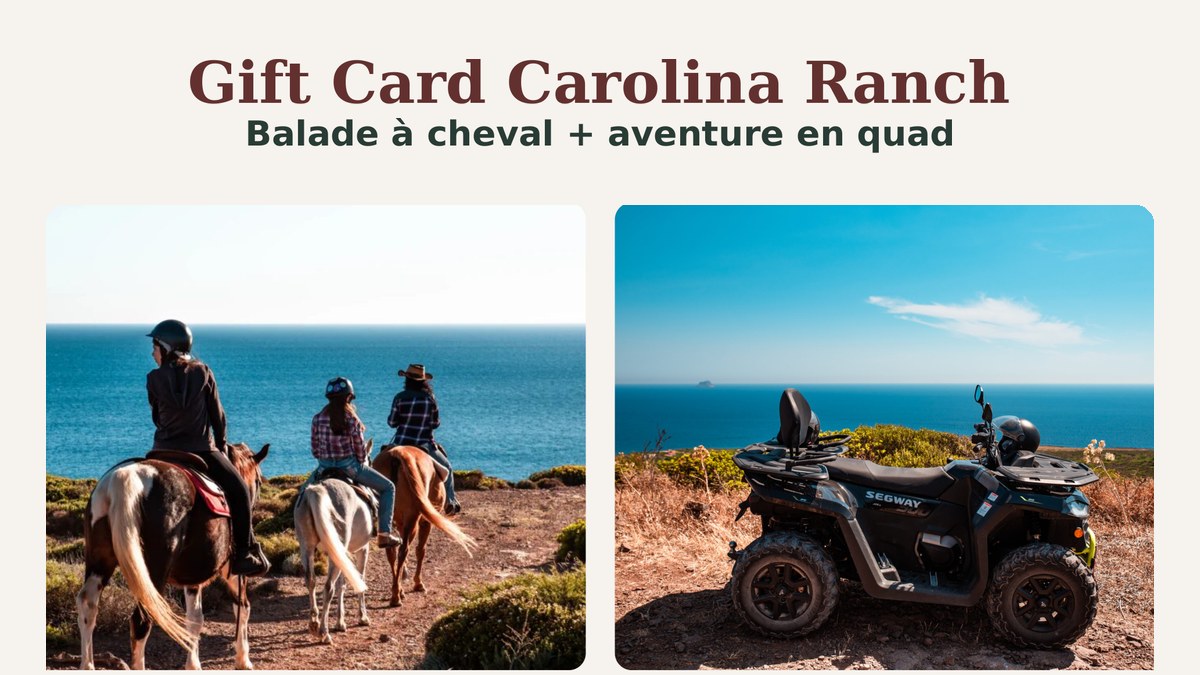 Balade à cheval sur la côte + excursion panoramique en quad pour deux