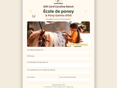 Carte cadeau Carolina Ranch : École de poney et Pony Games